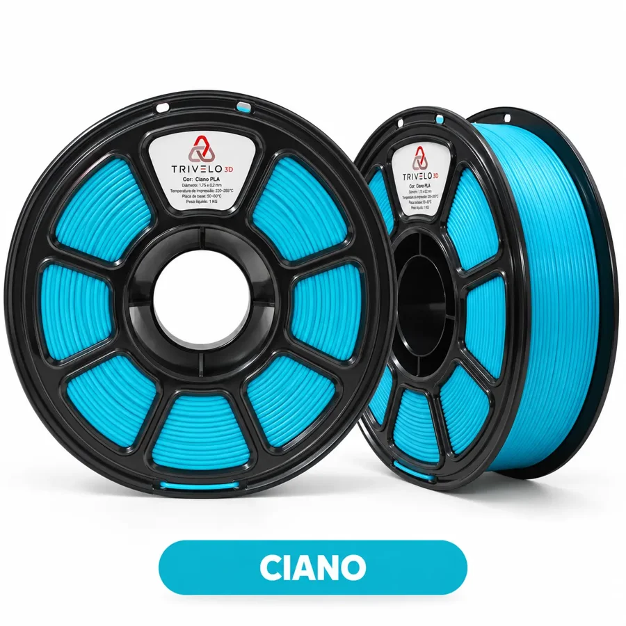 Carretel de Filamento PLA Cyan 1kg na cor Cyan