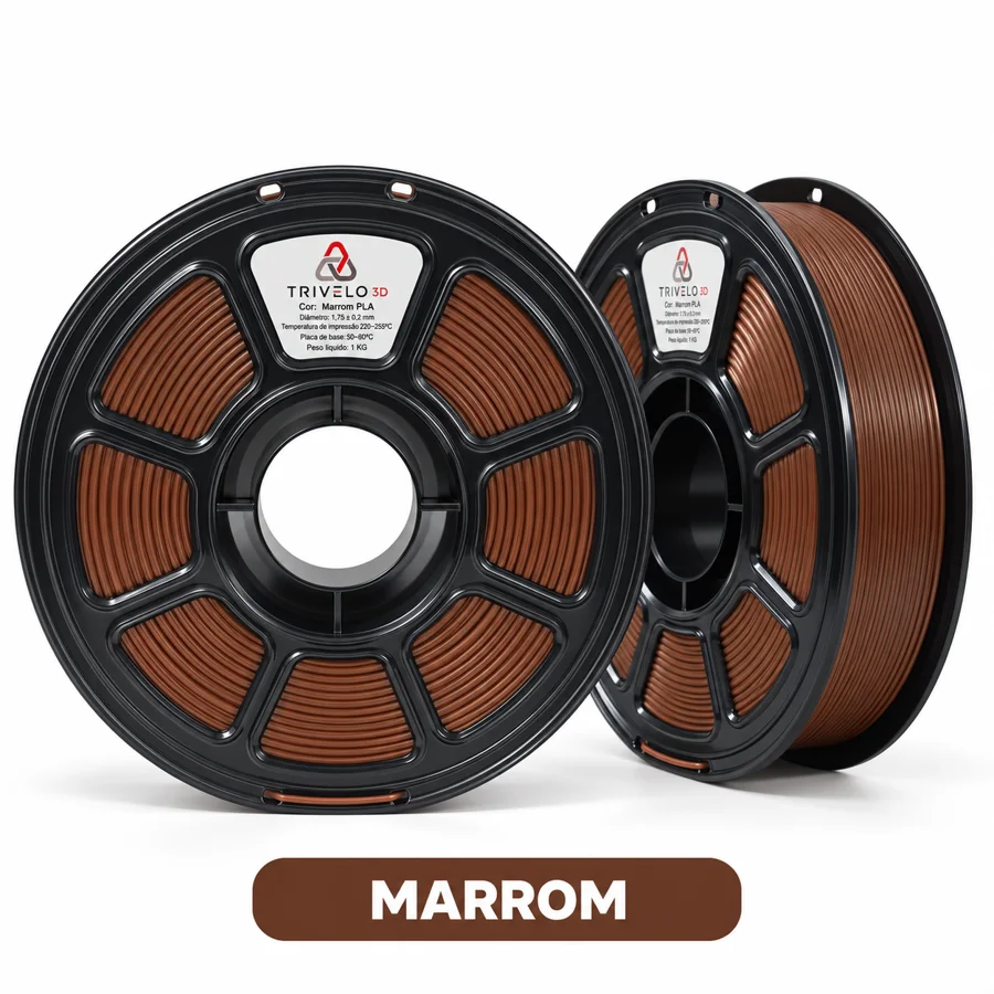 Carretel de Filamento PLA Brown 1kg na cor Brown