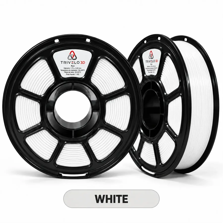 Carretel de Filamento PLA White 1kg na cor White