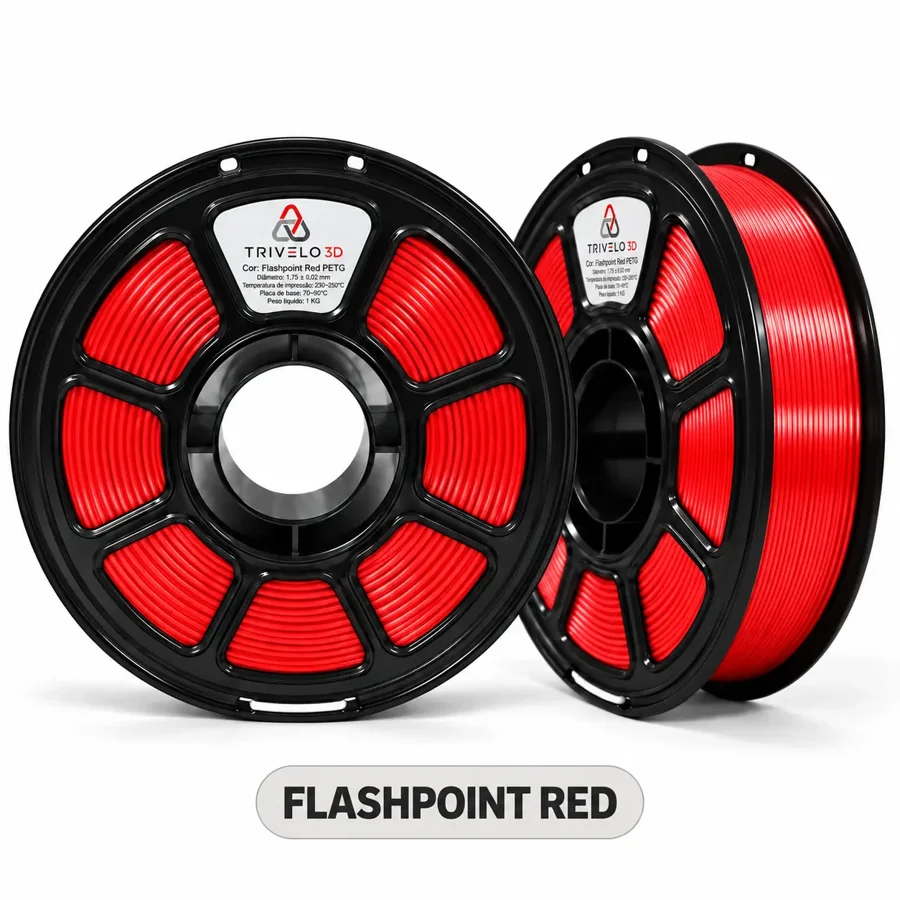 Carretel de Filamento PETG Flashpoint Flashpoint Red 1kg na cor Flashpoint Red