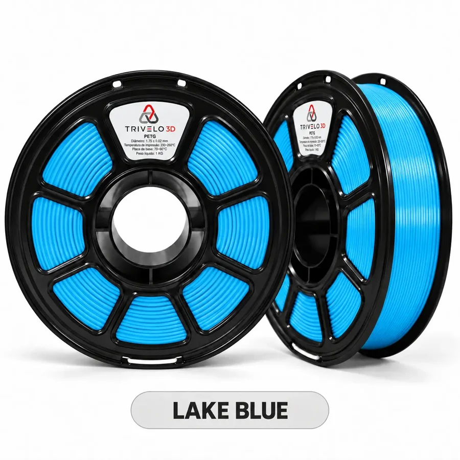 Carretel de Filamento PETG Lake Blue 1kg na cor Lake Blue