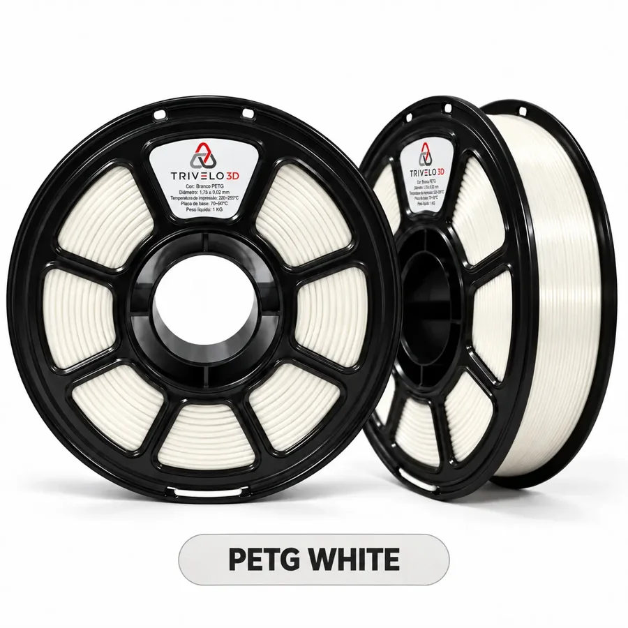 Carretel de Filamento PETG White – 2ª tonalidade 1kg na cor White – 2ª tonalidade