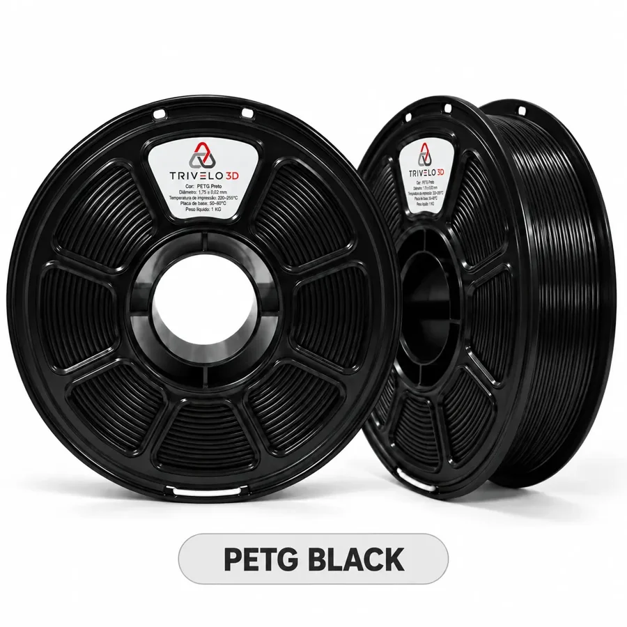 Carretel de Filamento PETG Black 1kg na cor Black