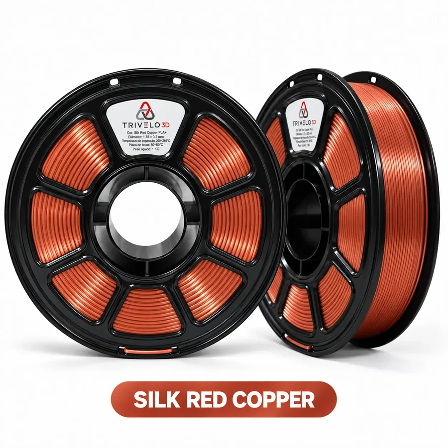 Carretel de Filamento PLA+ Silk Red Copper 1kg na cor Silk Red Copper