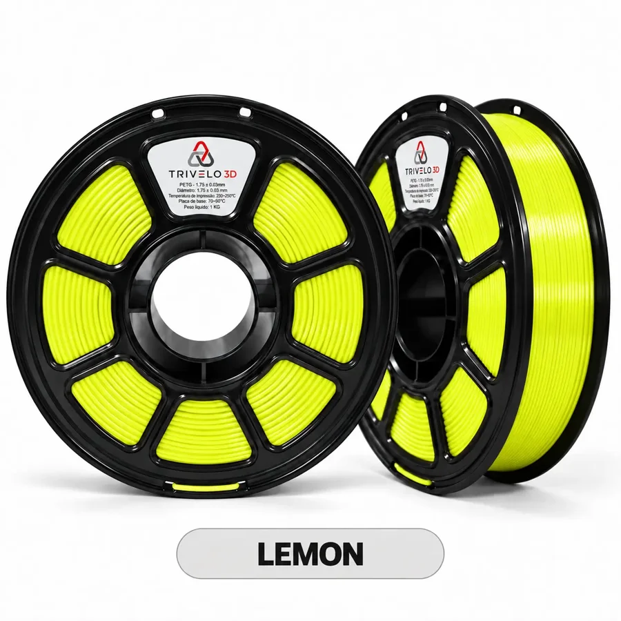 Carretel de Filamento PETG Lemon 1kg na cor Lemon