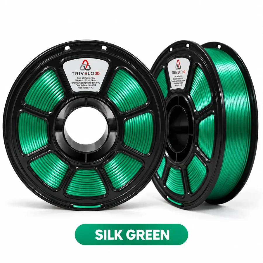 Carretel de Filamento PLA+ Silk Green 1kg na cor Silk Green