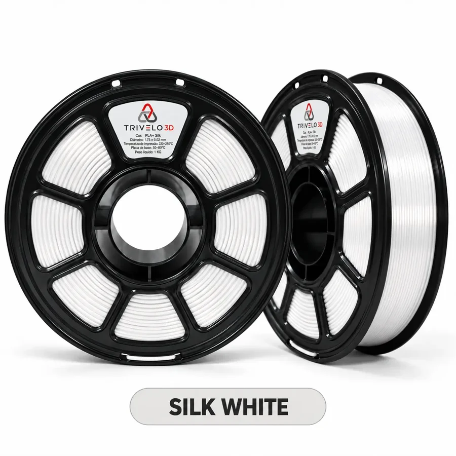 Carretel de Filamento PLA+ Silk White 1kg na cor Silk White