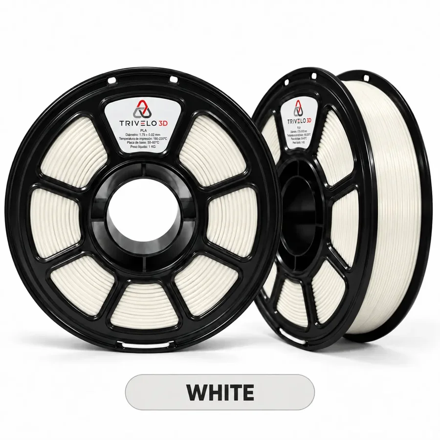 Carretel de Filamento PLA White – 2ª tonalidade 1kg na cor White – 2ª tonalidade