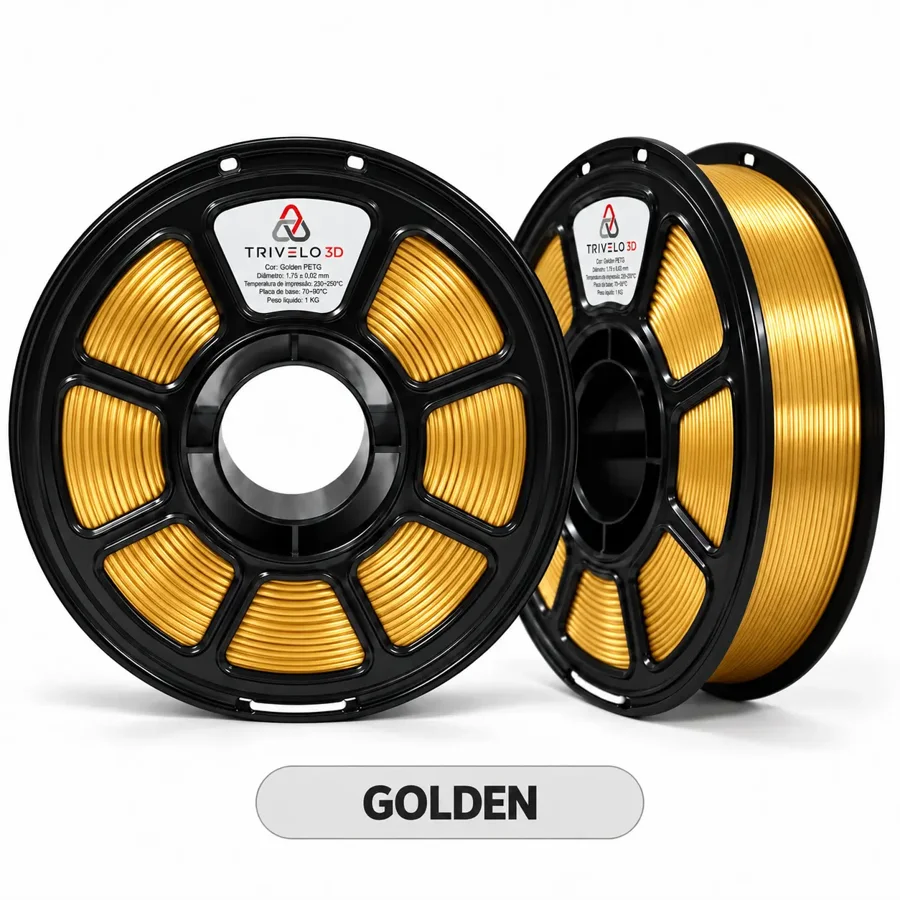 Carretel de Filamento PETG Metálico Golden 1kg na cor Golden