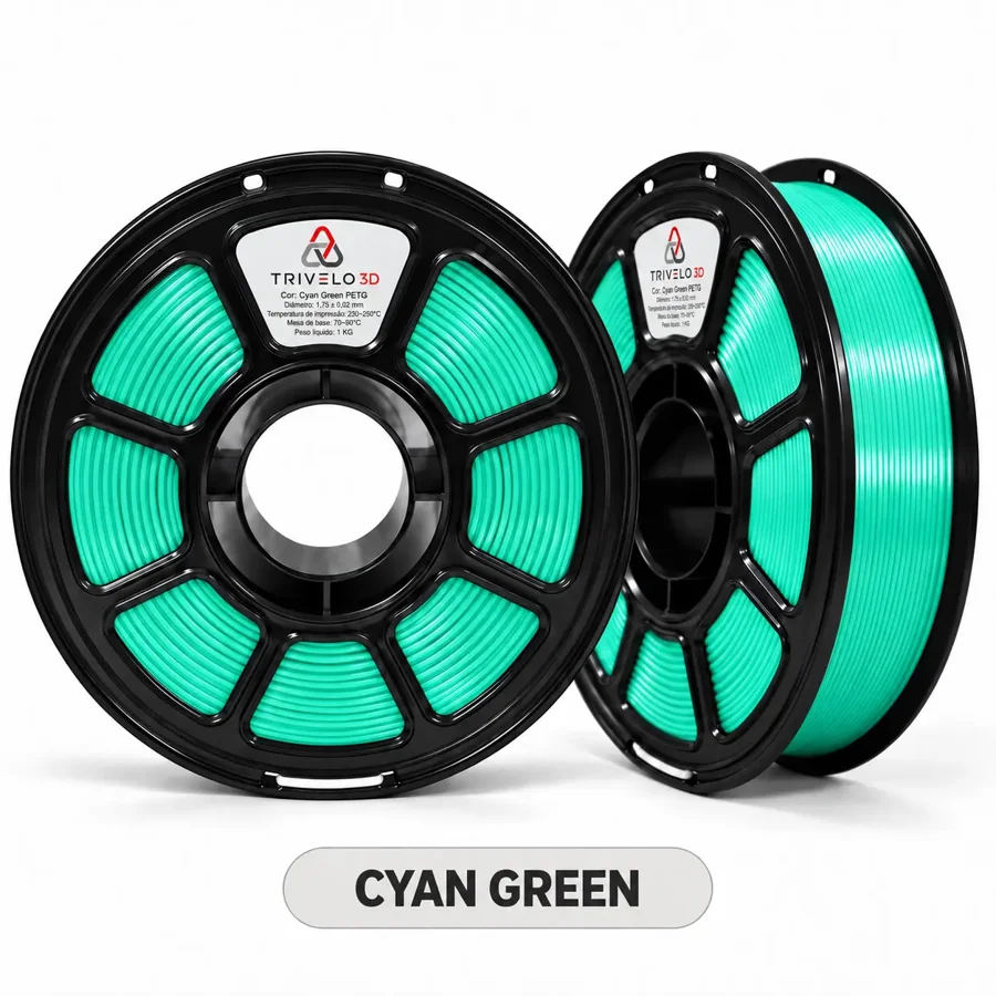 Carretel de Filamento PETG Cyan Green 1kg na cor Cyan Green